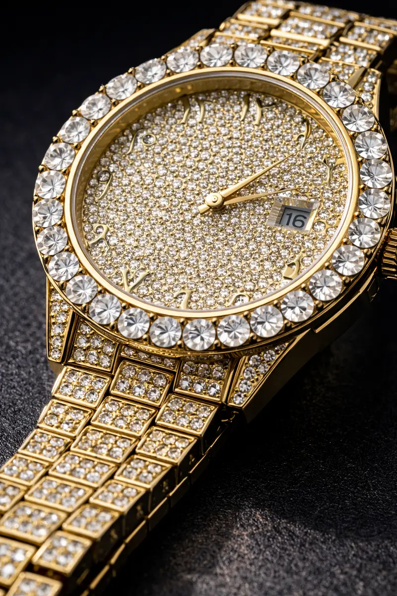 Khrist Golden Analog Stone Studded Watches for Women - Image 11 in Pune